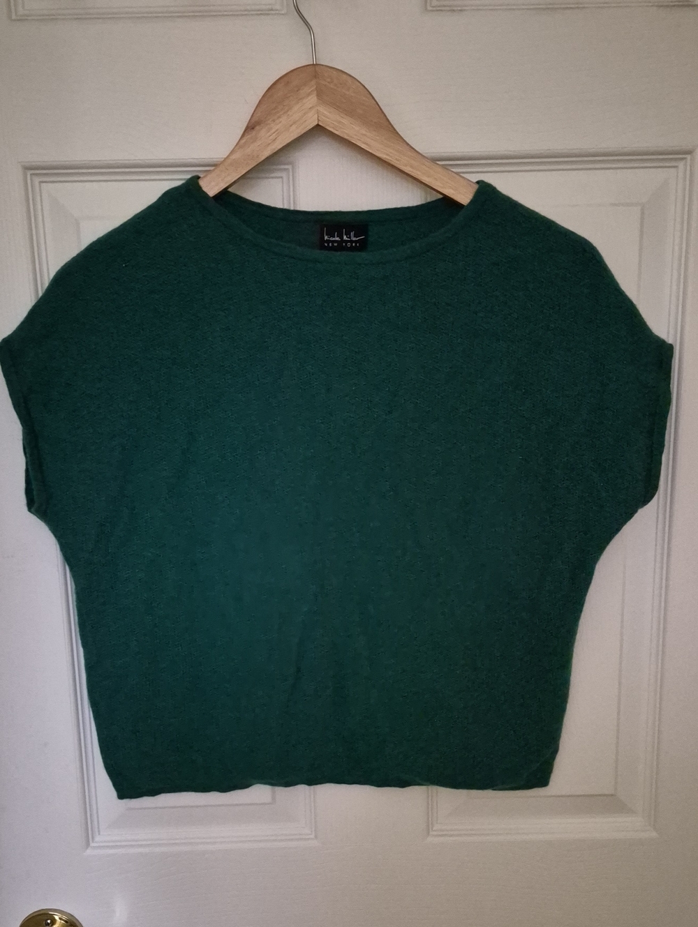 Nicole Miller 100% Extra Fine Merino Wool Knit Sweater Emerald Green -Medium